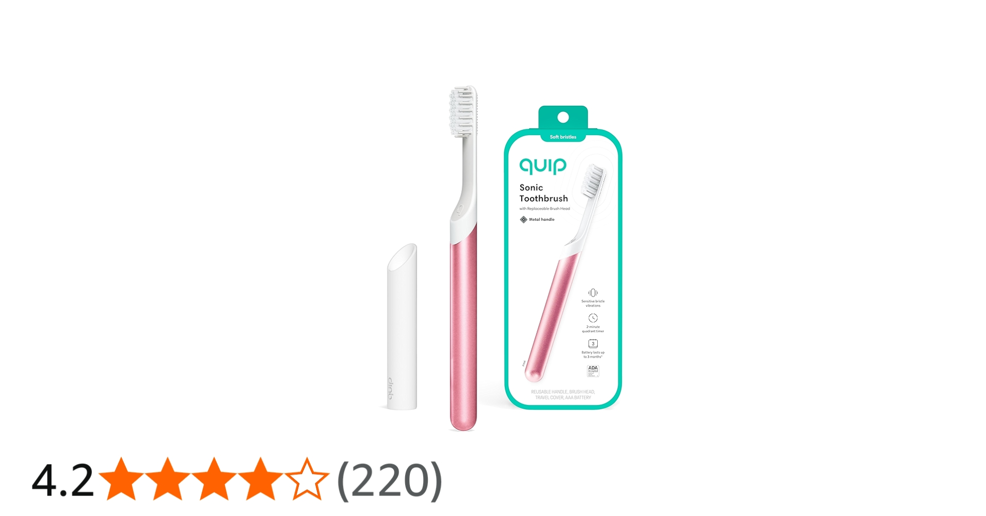 QUIP ADULT ELECTRIC TOOTHBRUSH PINK 